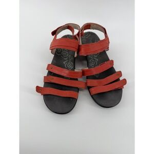 Propet Aurora Sandals Womens 9.5 XX Wide 4E Coral Orange Leather Adjustable